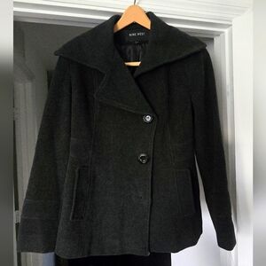 Nine West Women's Wool Blend Pea Coat- Black Size 2 - Classic Fit & Style Lined